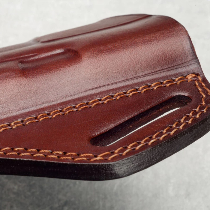 Handcrafted Open-Top OWB Brown Leather Gun Holster - Custom Molded Full-Grain Leather Holster