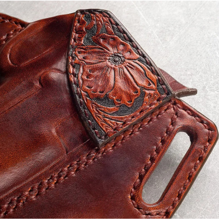 Craftsman's Choice Floral Hand-Carved Leather Gun Holster – Open-Top OWB Western-Style Holster