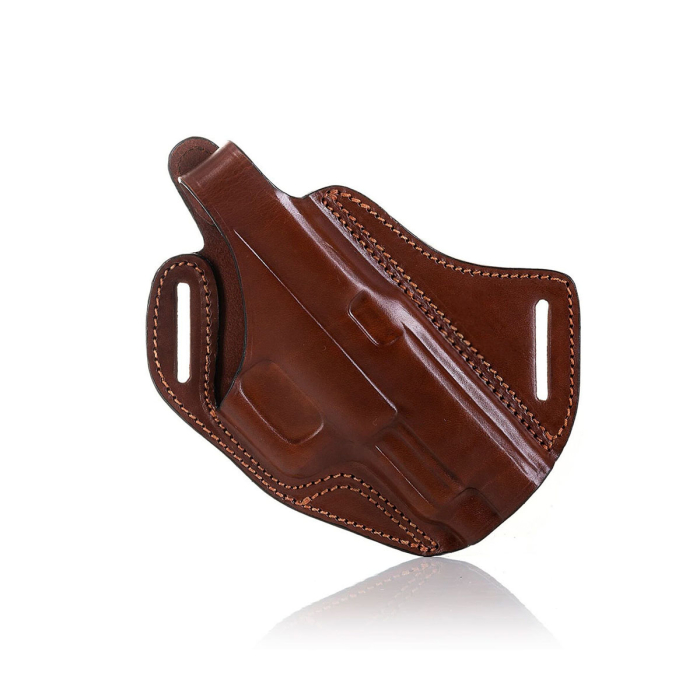 Handcrafted Cross Draw Leather Gun Holster- Custom Molded OWB Leather Holster for Perfect Fit and Security with Reinforced Steel Thumb Break