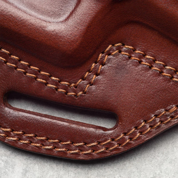 Handcrafted Open-Top OWB Brown Leather Gun Holster - Custom Molded Full-Grain Leather Holster