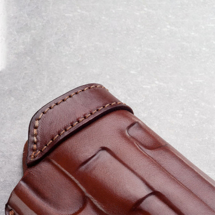 Handcrafted Small of the Back (SOB) Brown Leather Gun Holster - Custom Molded Full-Grain Leather Holster