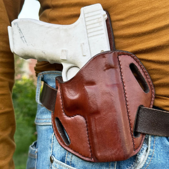 Premium Handcrafted OWB Leather Gun Holster With Custom Molding - Multiple Position Carry Leather Holster