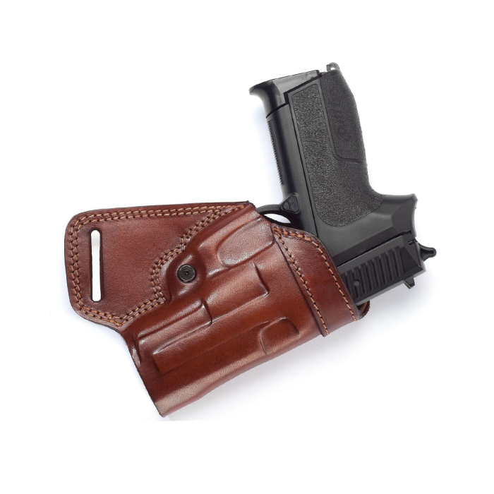 Handcrafted Small of the Back (SOB) Brown Leather Gun Holster - Custom Molded Full-Grain Leather Holster