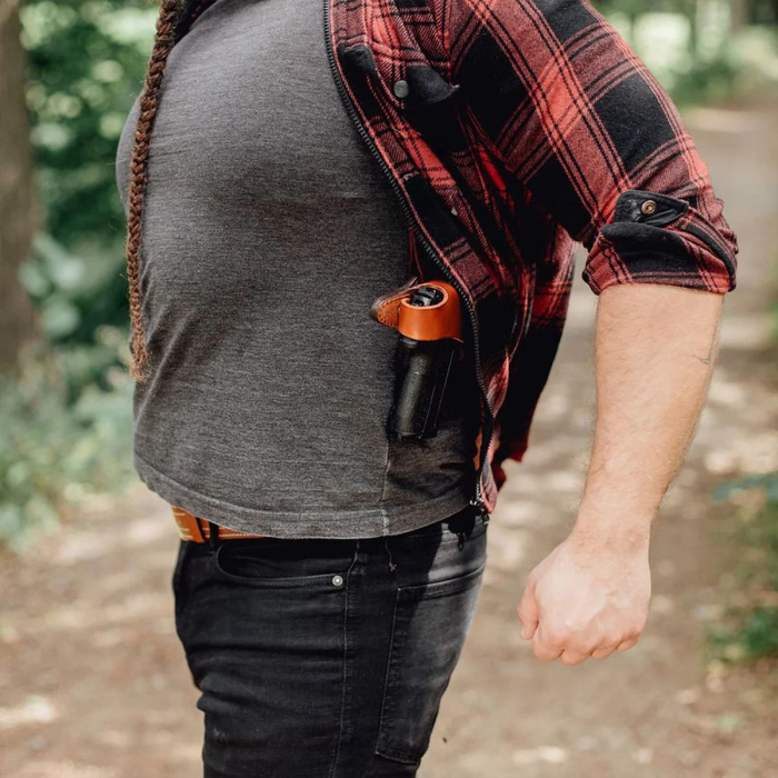 Brown Leather Horizontal Shoulder Holster Double Mag