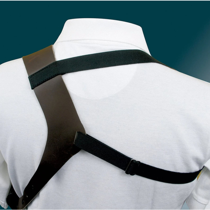 Brown Leather Horizontal Shoulder Holster – Thumb Break, Custom-Molded