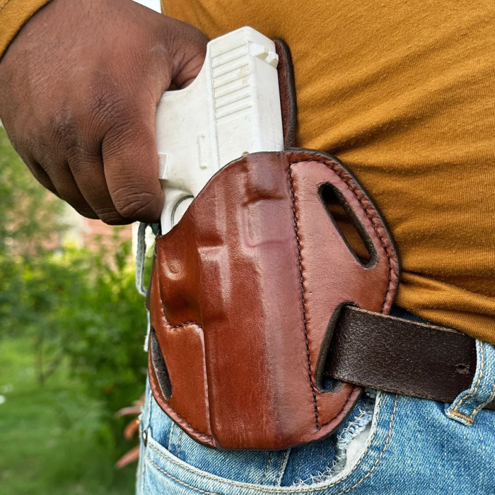 Premium Handcrafted OWB Leather Gun Holster With Custom Molding - Multiple Position Carry Leather Holster