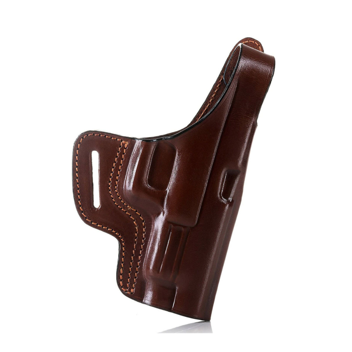 Handcrafted Slim-Design OWB Leather Gun Holster with Belt Loops – Custom Molded for Perfect Fit and Front Security Strap