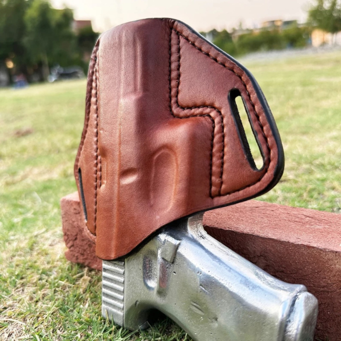 Handcrafted Open Top OWB Leather Gun Holster- Custom Molded Full Grain Leather Holster