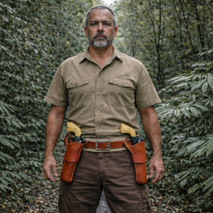John Wayne Style Single Action Holster Rig with Suede Belt and 45 Cal Loops