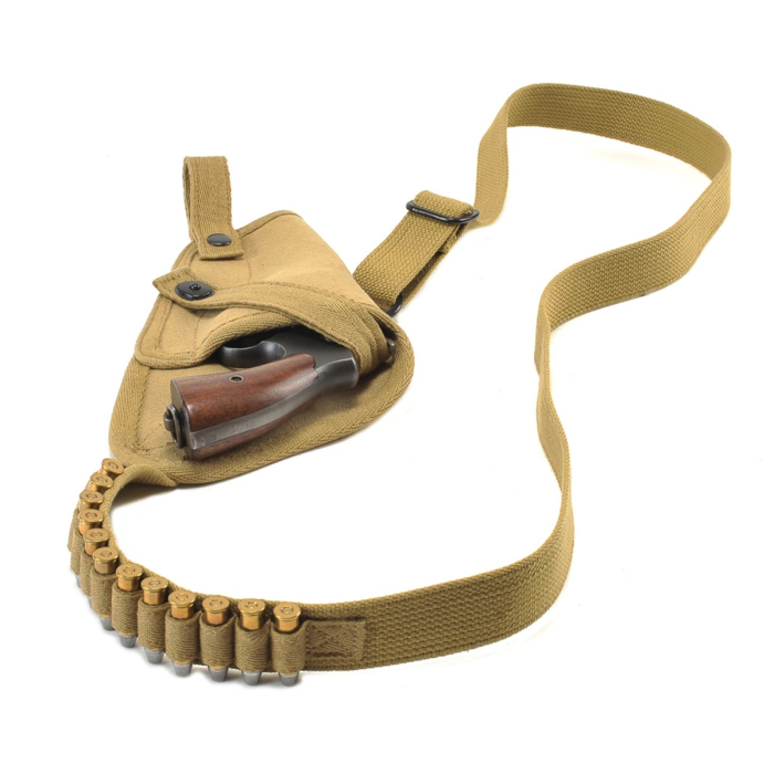 Khaki Canvas Shoulder Holster With Shell Loops