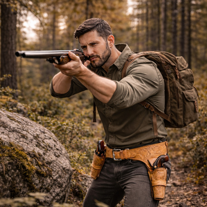 Laredoan Double Rig Leather Gun Belt with Dual OWB Holsters