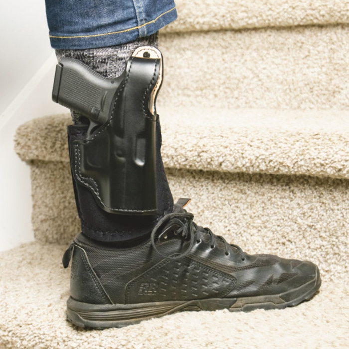 Leather Ankle Holster with Padded Neoprene Band