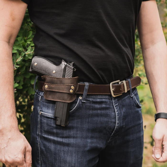 Brown Leather Belt Slide Holster