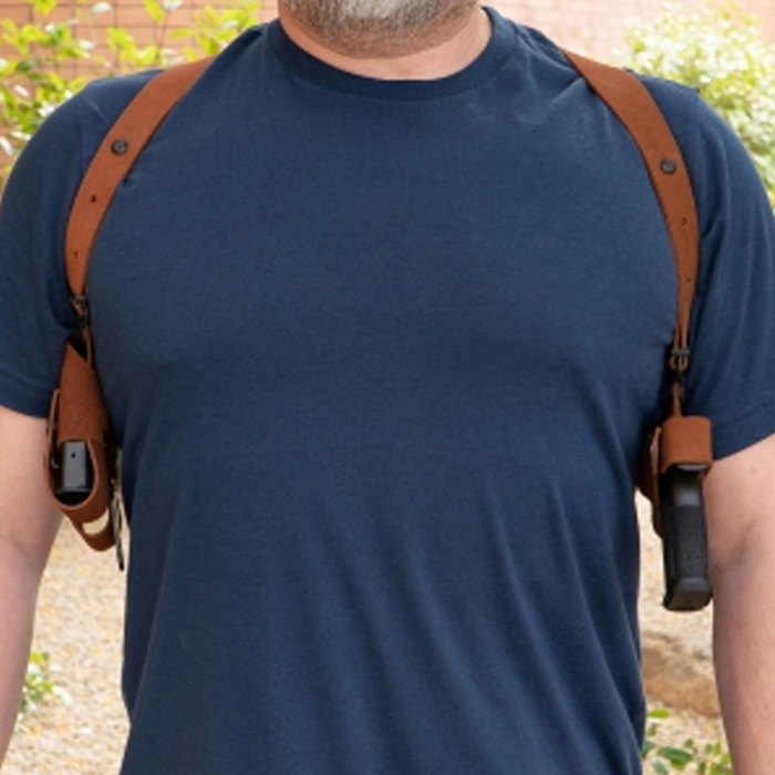 Leather Horizontal Shoulder Rig With Dual Magazine Holder