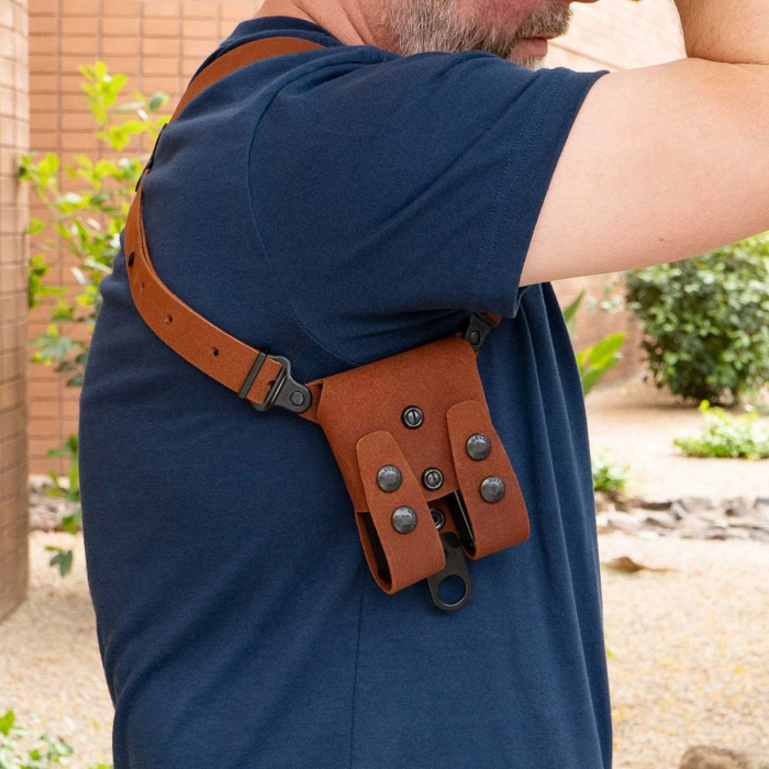 Leather Horizontal Shoulder Rig With Dual Magazine Holder