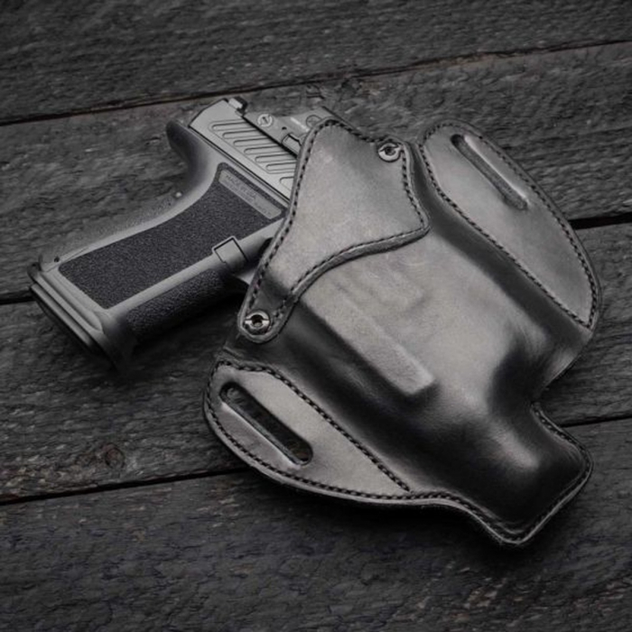 Black Leather Light Bearing OWB Holster