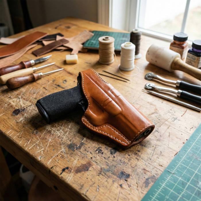 Leather Paddle Holster with Thumb Break