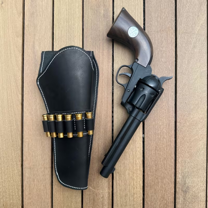 Western Leather Revolver Holster with Cartridge Loops