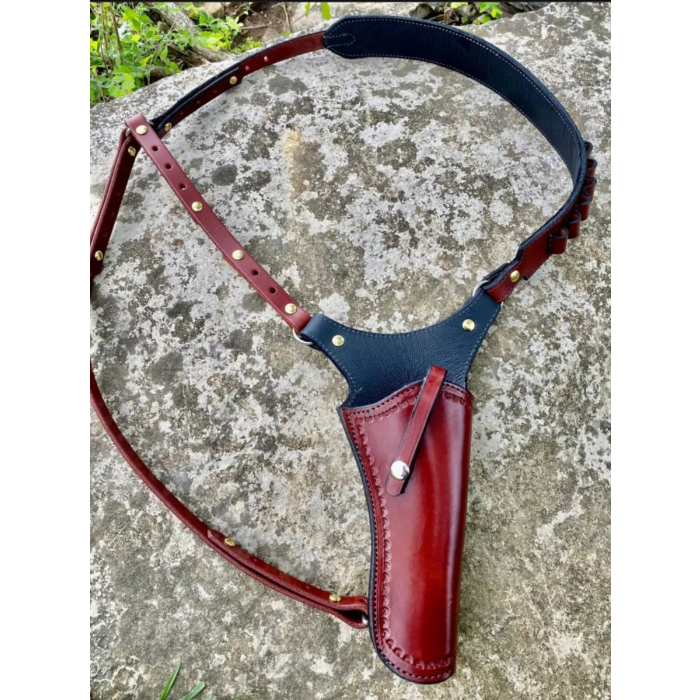 Single Action Revolver Leather Bandolier Sling Holster Custom Fit