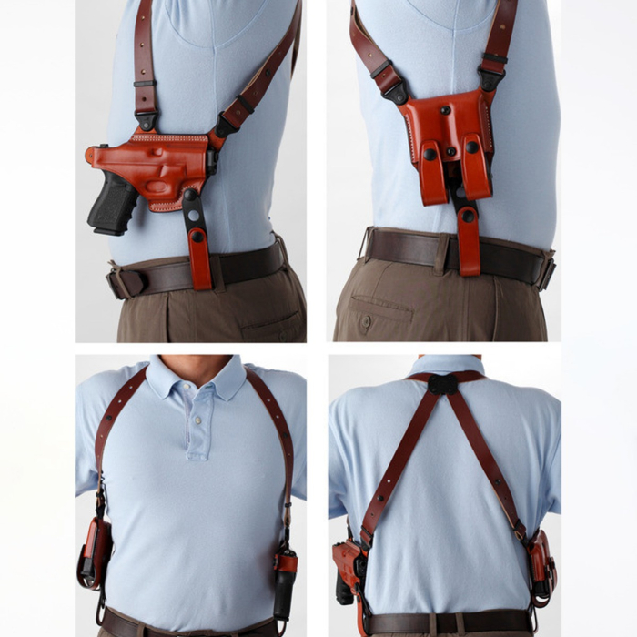 Leather Shoulder Holster With Double Magazine Carrier