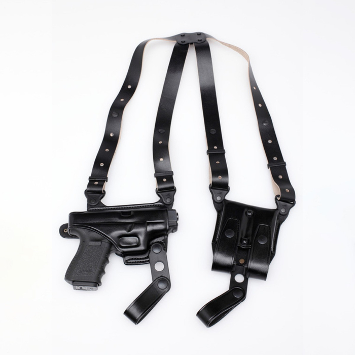 Leather Shoulder Holster With Double Magazine Carrier