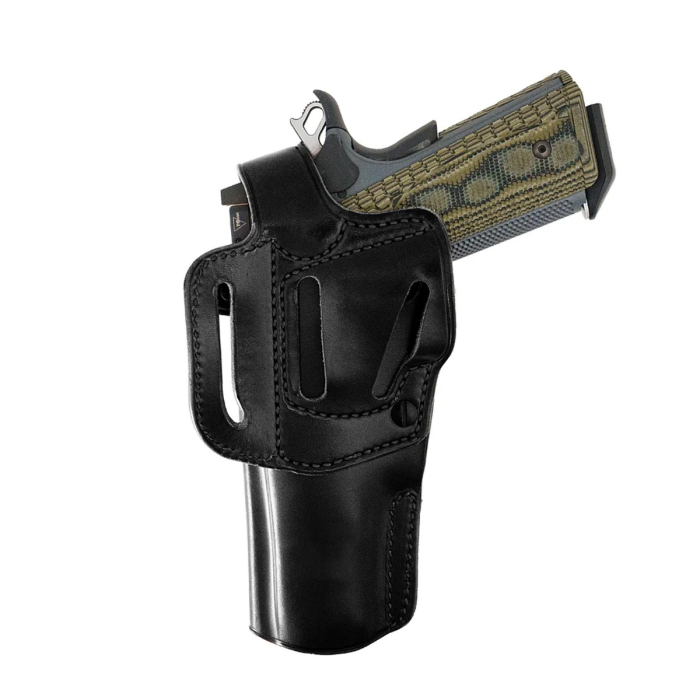 Leather Strongside Crossdraw Belt Holster With Retention Strap