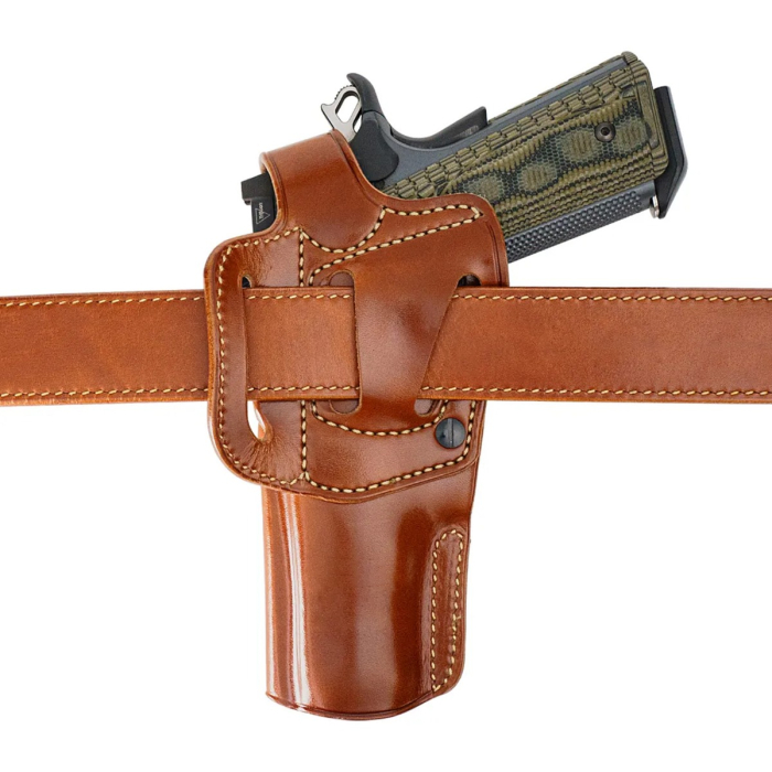 Leather Strongside Crossdraw Belt Holster With Retention Strap