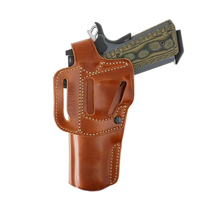 Leather Strongside Crossdraw Belt Holster With Retention Strap