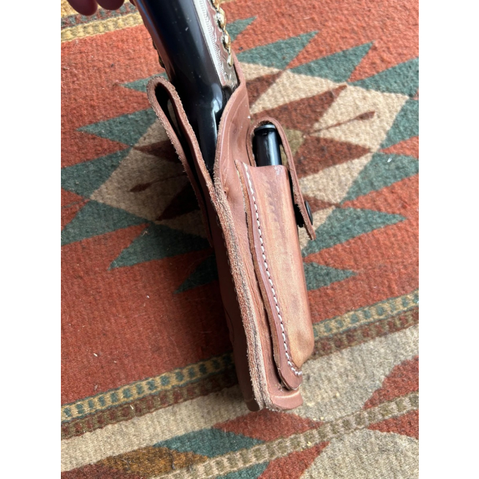 Brown Leather Thumb Break OWB Holster with Magazine Pouch