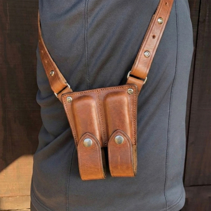 Law Enforcement Leather Vertical Double Shoulder Holster