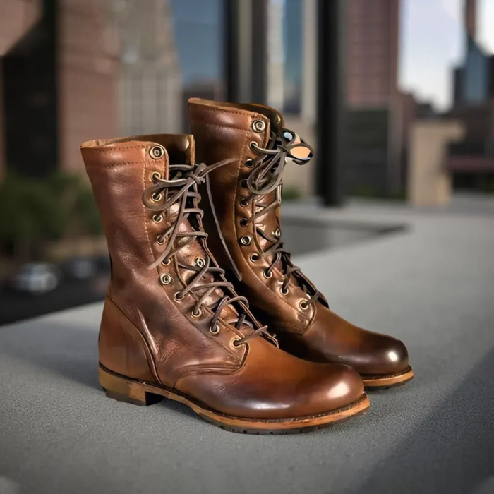 Men’s Brown Leather Combat Boots