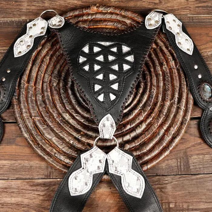 Leather Holster Bag – Burning Man Style Leather Belt with Pocket Holster & Labradorite Gemstone