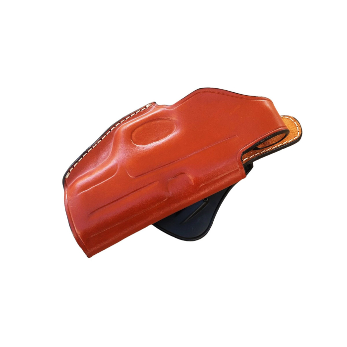 Premium Genuine Brown Leather Paddle Holster for Glock 17/19/21/26/27/30/43/43X – Thumb-Break Retention