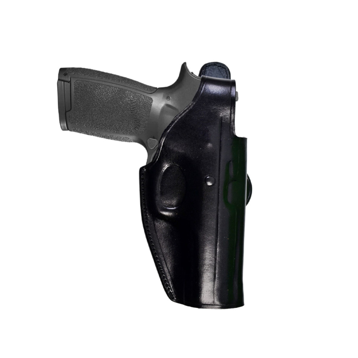 Premium Genuine Black Leather Paddle Holster for Glock 17/19/21/26/27/30/43/43X – Thumb-Break Retention