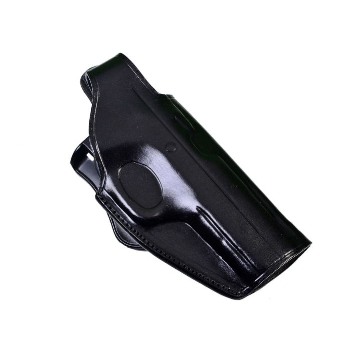 Premium Genuine Black Leather Paddle Holster for Glock 17/19/21/26/27/30/43/43X – Thumb-Break Retention