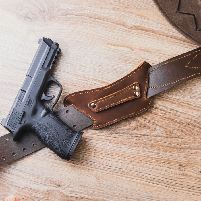 Leather Slider Holster – Gun Belt Slide Holster for Revolvers & Pistols (Fits Smith & Wesson Models)