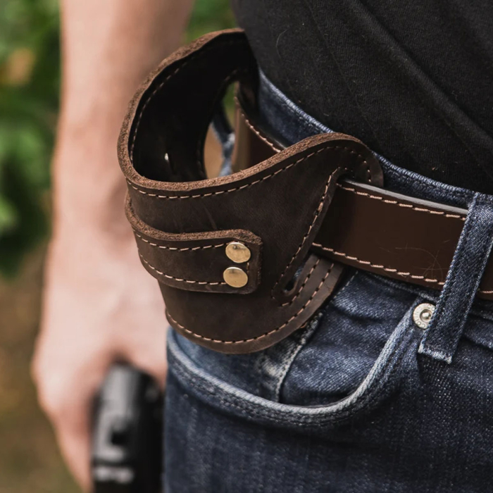 Leather Slider Holster – Gun Belt Slide Holster for Revolvers & Pistols (Fits Smith & Wesson Models)