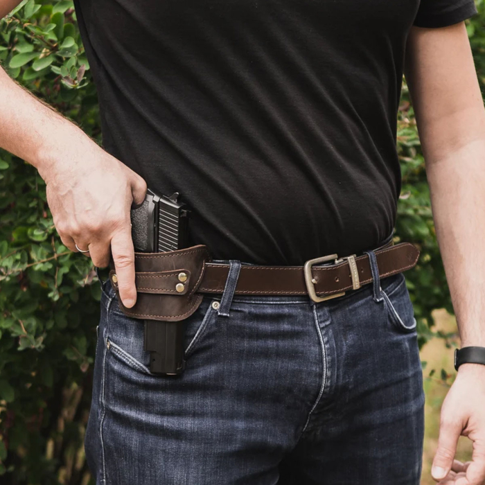 Leather Slider Holster – Gun Belt Slide Holster for Revolvers & Pistols (Fits Smith & Wesson Models)