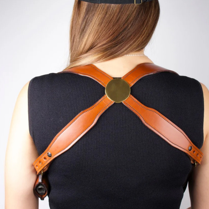 Light Brown Leather Horizontal Shoulder Holster Rig