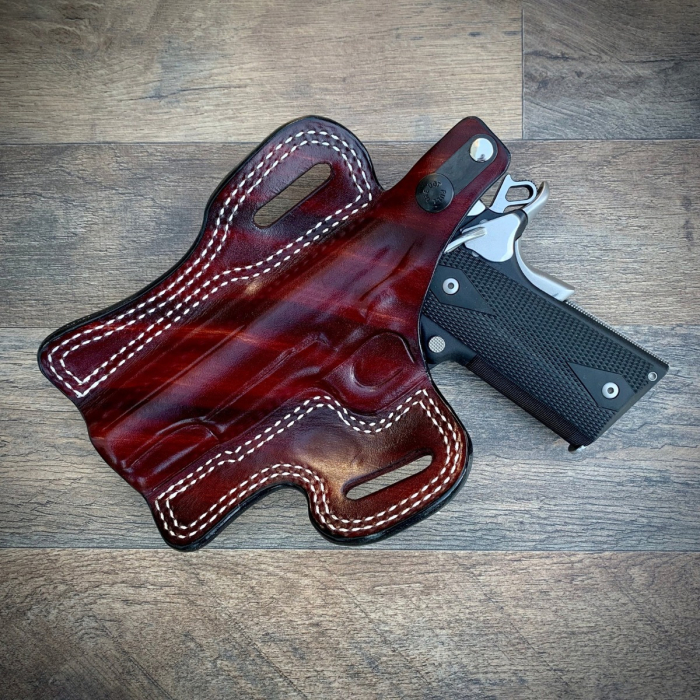 Mahogany Leather OWB Holster With Thumb Break