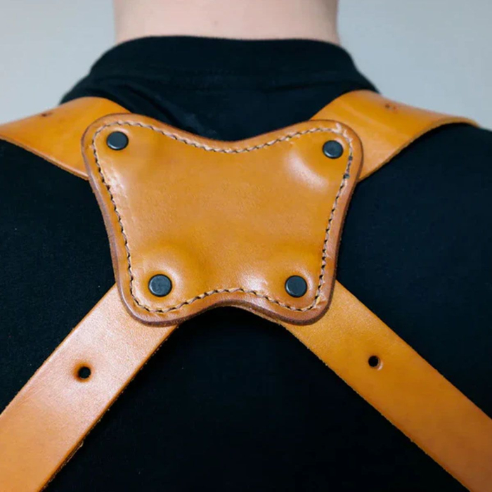 Tan Leather Horizontal Shoulder Rig with Harness Connector