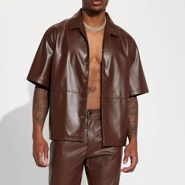 Men’s Classic Biker Leather Shirt