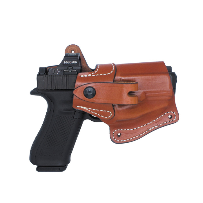 Brown Modular Leather Holster System with Full Harness and Double Magazine Pouch