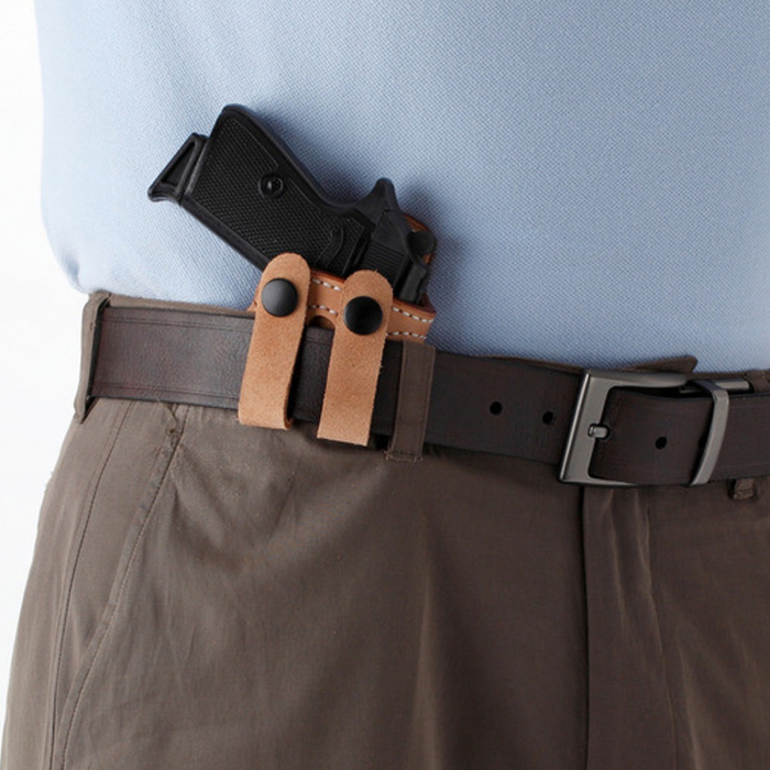 Natural Tan Leather IWB Holster With Dual Belt Straps