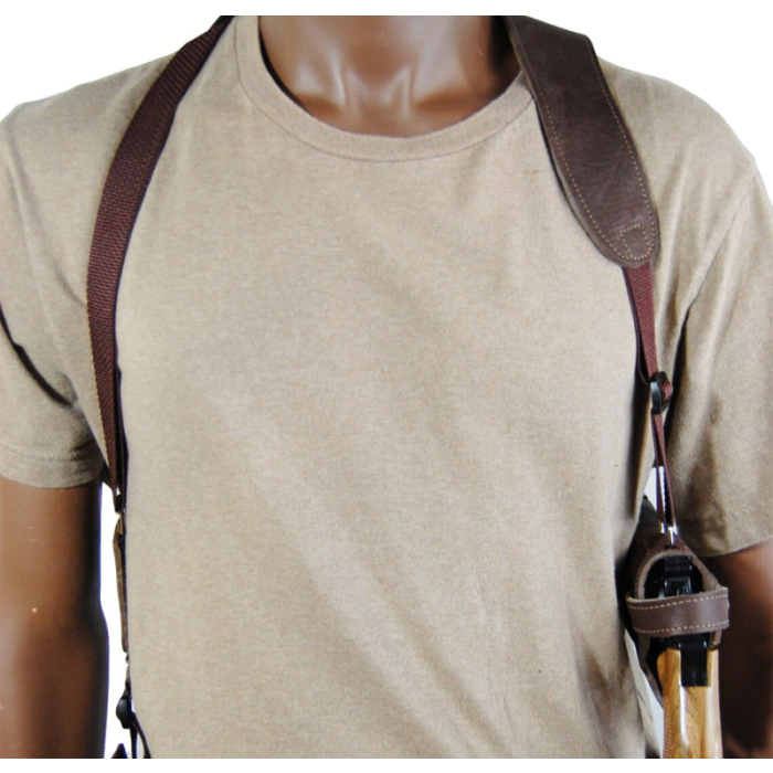 Brown Leather Horizontal Shoulder Holster for Revolvers – Webbing Harness