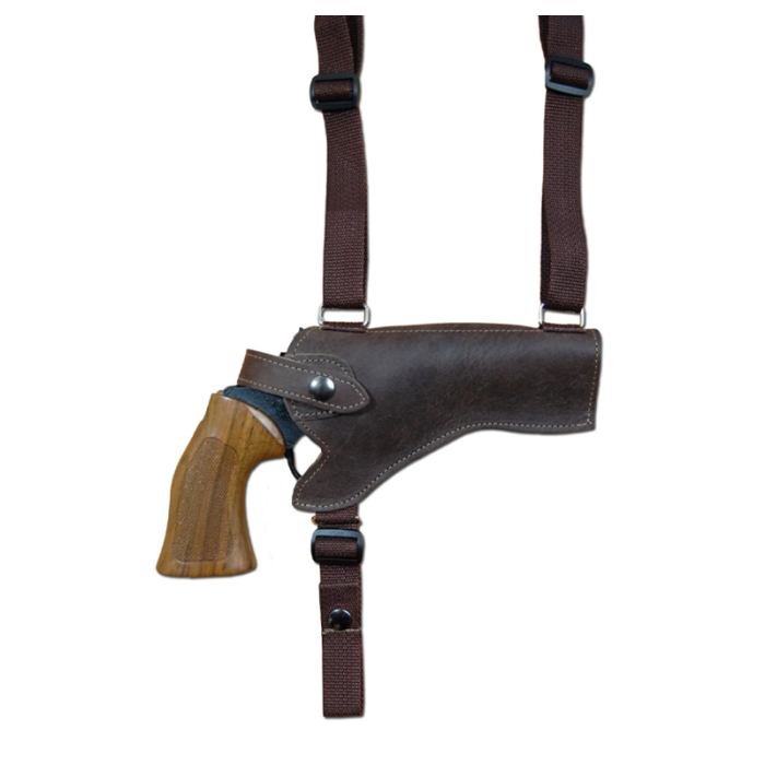Brown Leather Horizontal Shoulder Holster for Revolvers – Webbing Harness