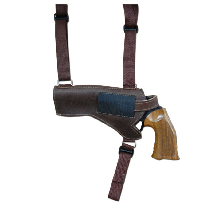 Brown Leather Horizontal Shoulder Holster for Revolvers – Webbing Harness