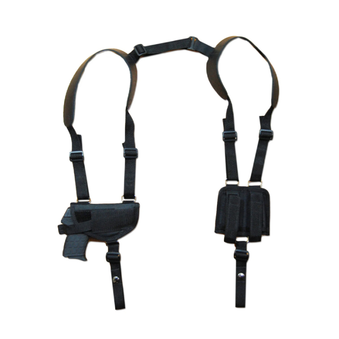 Black Nylon Horizontal Shoulder Holster – Double Mag Pouch