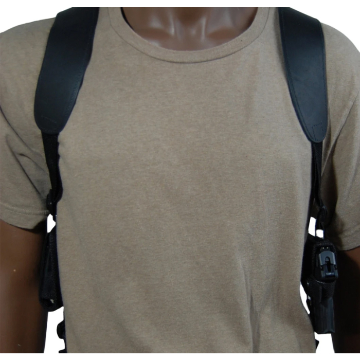 Black Nylon Horizontal Shoulder Holster – Double Mag Pouch