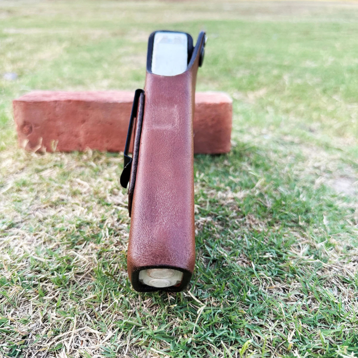 Brown IWB Leather Holster – Steel Belt Clip, Reinforced Thumb Break